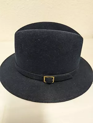 Vintage Stetson Mallory Hat Fedora 7 1/8 Good Cond Dark Navy • $39