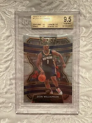 2019-20 Panini Select #1 Zion Williamson Pelicans RC Rookie BGS 9.5 GEM MINT • $122