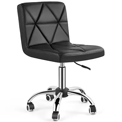 Height Adjustable Armless Rolling Desk Task Chair PU Stool HomeOffice 360°Swivel • $65.99
