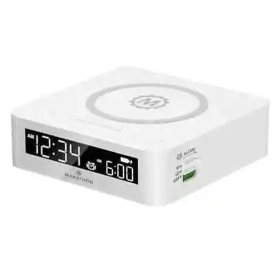 Alarm Clock Watch Digital Double Refill Fast Wireless Marathon 11cm White • $231.26