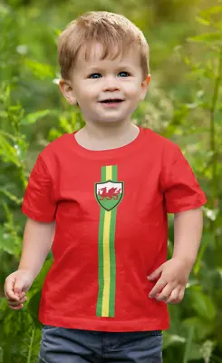 BABY WALES Football T-Shirt Full Stripe Boys Girls Welsh CYMRU Rugby • £7.45