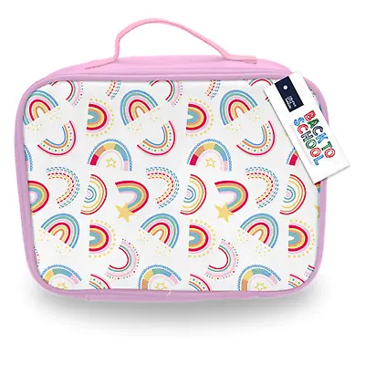 £10.95 • Buy Rainbow Printed Girls Insulated Zip Lunch Box Bag With Handle Kids School