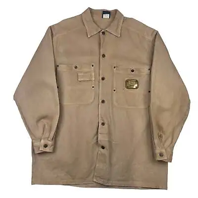 Vintage Karl Kani Jeans 90's Denim Long Chore Button-Up Jacket Beige • £100.99