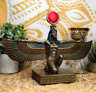 Egyptian Goddess Of Motherhood And Magic Isis Ra Kneeling With Open Wings Statue • $57.99