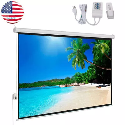 100  4:3 Motorized Projector Screen Home Theater 80  X 60  Matte White W/ Remote • $117.49