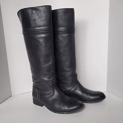 Women's Frye Melissa Trapunto Leather Black Tall RIDING Boots 76442 Size 6.5 • $68