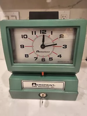 Vintage ACROPRINT 125NR4 Time Recorder Clock With Key Clean  • $79.88