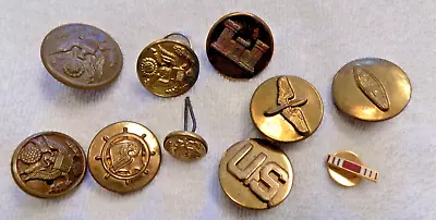 Vintage Brass & Etc Metal Military Buttons Collection Army Navy Air Force Marine • $25.99