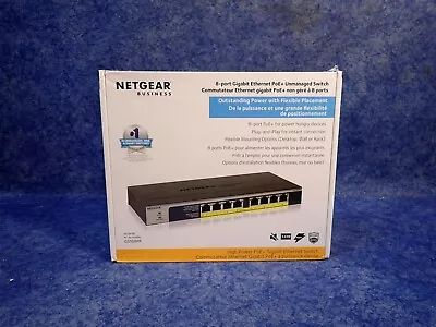 NEW Netgear GS108PP-100 8-Port Gigabit Ethernet PoE+ Unmanaged Switch (J9) • $69.99