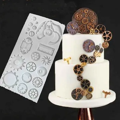 Steampunk Gear Cog Watch Wheel Clock Fondant Silicone Mould Cake Baking Mold DIY • £3.59