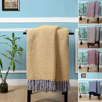 £22.99 • Buy Geometric Sofa/Bed Throws 100% Cotton Woven Diamond Pattern Warm & Soft Throws 