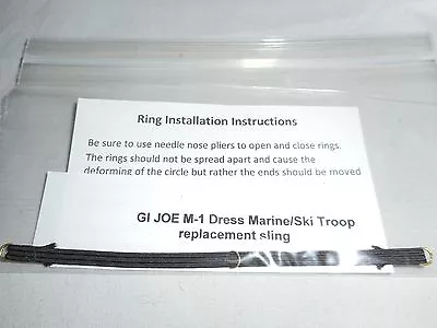  GI Joe White M1 Garand Dress Marine Rifle Black Replacement Sling W/Brass Rings • $4.50