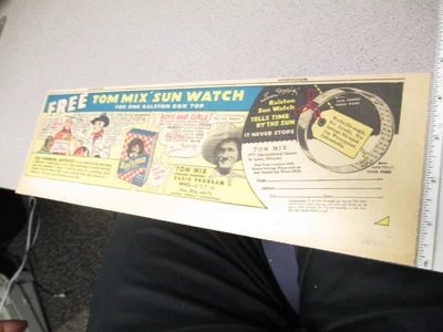 $16.49 • Buy Newspaper Ad 1936 TOM MIX Cowboy Ralston Cereal Box Radio Premium SUN WATCH