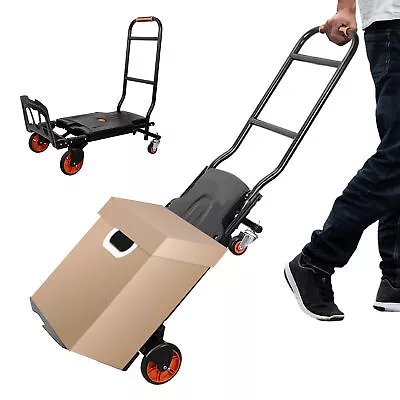 Portable Folding Hand Truck 110 Lbs Heavy Duty Luggage Cart With 4 Rotate NEW • $105.06
