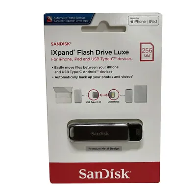 Sandisk 256GB IXpand Flash Drive Luxe For IPhone And USB Type-C Devices (Black) • $127.95