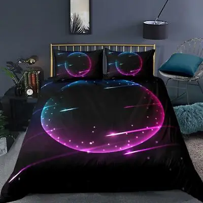 $17.45 • Buy 3D Galaxy Planet Duvet Quilt Cover Bedding Set Comforter Cover Queen PillowCase