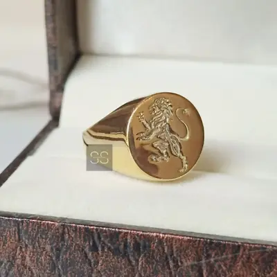 Lion Of Judah Ring Engraved Lion Ring 925 Sterling Silver Gold Lion Ring • $85