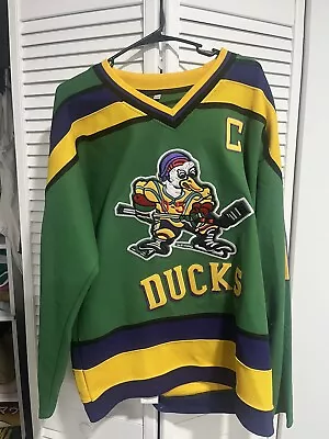 Adam Banks #99 Mighty Ducks Movie Hockey Jersey White Green Large • $39.99