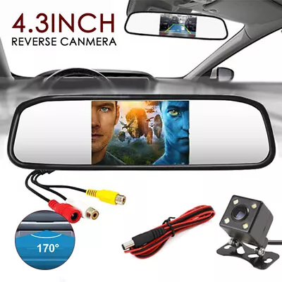 Reverse Camera Night Reversing Camera Rear View Mirror Kit Waterproof HD Monitor • $27.59