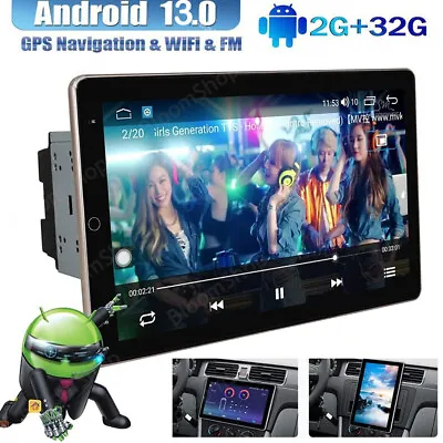 Double 2 DIN Rotatable 10.1'' Android 13 Touch Screen Car Stereo Radio GPS Wifi • $89.89
