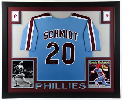 Mike Schmidt Signed 35x43 Framed Philadelphia Phillies Jersey HOF 1995 (JSA) 3.B • $659.95