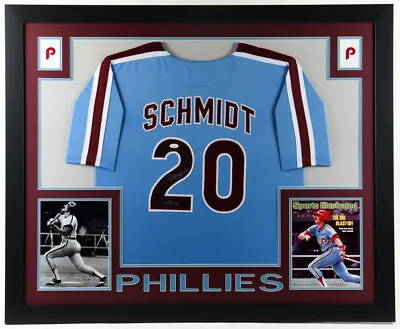 Mike Schmidt Signed 35x43 Framed Philadelphia Phillies Jersey HOF 95  (JSA Holo) • $499.95