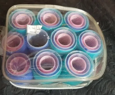 Vintage 26 Plastic Hair Rollers Curlers  Variety Blue Pink Green 3 Sizes • $35