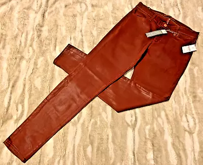 NWT J Brand Super Skinny Mid-Rise Waxed Merlot Red Jeans Women's 29 Made In USA • $68.95