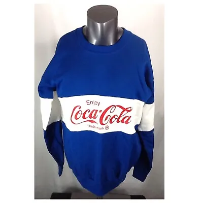 Vintage 1986 Coca-Cola Sweatshirt Dead-Stock Color-Block (XL) Velva Sheen Blue • $75