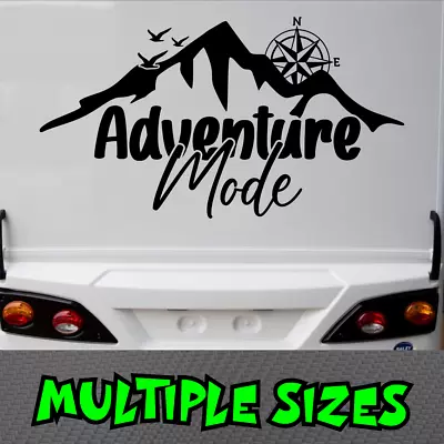 Adventure Mode Sticker Car Decal Window Caravan Australia Trip Compass Mountains • $6.50