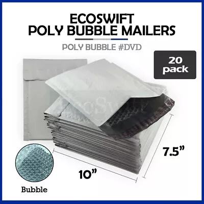 20 #0 7.5 X 10 EcoSwift Poly Bubble Mailers Padded Envelope Shipping Bags DVD • $9.99