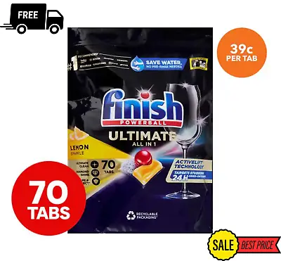 $51.99 • Buy New Finish Powerball Ultimate All In 1 Dishwashing Tabs Lemon Sparkle 70pk