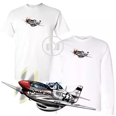 P-51 Mustang WW2 Airplane Graphic Art Short / Long Sleeve White T Shirt S-3X     • $21.95