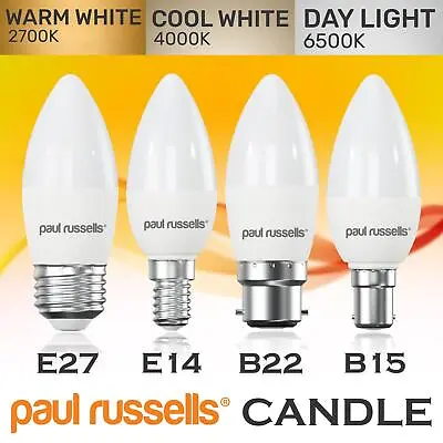 LED Dimmable Candle 5.5W=40w Equivalent Energy Savings Bulbs Warm Cool Day Light • £5.99