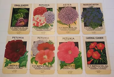8 Vintage FLOWER SEED PACKETS (S71)-Schmidt Litho-F.F. Smith-3 1/4  X 5 -Unused • $14