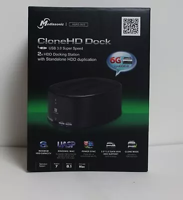 Mediasonic USB 3.0 CloneHD Dock HUR2-SU3 W/Hard Drive Cloning SATA HDD • $20