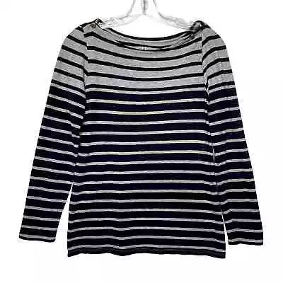 J. Crew Painter Boatneck Tee In Stripe Blue Gray Womens Small • $15.99