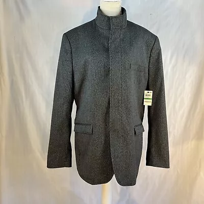 Alfani Boulder Men’s Black/Gray Mandarin Collar Cover Zipper/Snaps Jacket NWT  L • $37