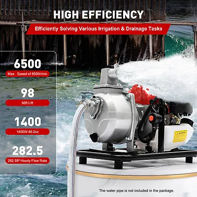 2 Stroke Water Pump 1  Gasoline Gas-Powered Semi-Trash Water Transfer Pump • $106.40