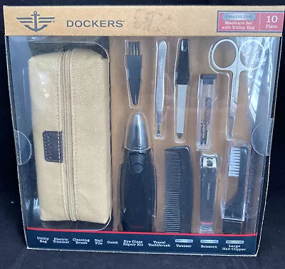 Dockers 10-Piece Stainless Steel Manicure Set With Bag Men’s Travel Grooming Kit • $22