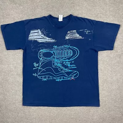 Vintage Jordan T Shirt Mens Size 2XL Blue Short Sleeve Blueprint Logo Y2K Casual • $9.56