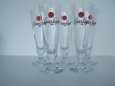 Carlton Crown Lager Beer Glasses X 5 Fluted 17.5 Cm. 200 Ml. • $24.95