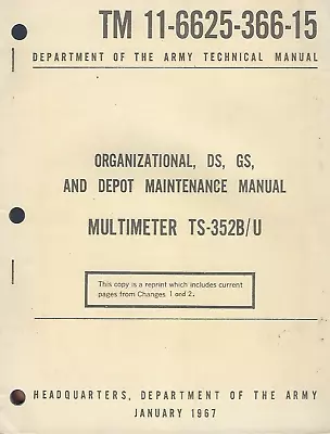 Historical Book For Multimeter TS-352B/U  Operator & Maintenance • $15