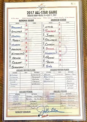 💥Joe Maddon💥 Cubs Signed 2017 All Star Game Line Up Card 2016 World Series MLB • £289.25