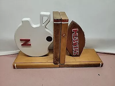 Nebraska  Cornhusker Wooden Book Ends Set. Football & Helmet  • $19