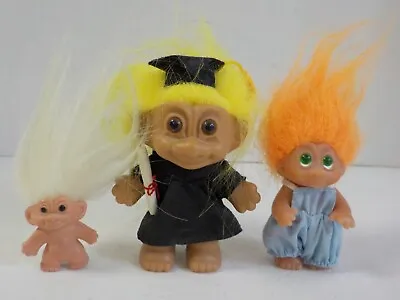 G1211 Norfin Dam Things Troll Doll Lot Vintage Graduate Small Lot Of 3 • $14.99