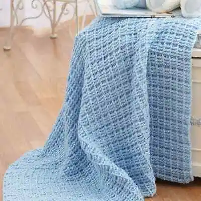 (3) Crochet Pattern - DK Waffle Effect  Baby Blanket Sizes 36 - 45  • £1.99