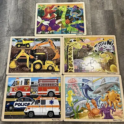 Set Of 5 Melissa & Doug Wooden Puzzles-VERY GOOD Set Of 5 12”x 16” FREE SHIPPING • $45.99