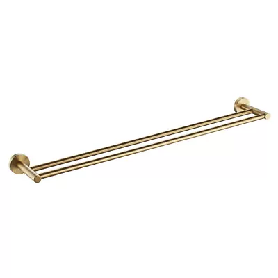  Brushed Gold Round Single Double 600mm 750mm Towel Rail Wall Mounted Brass • $80.28