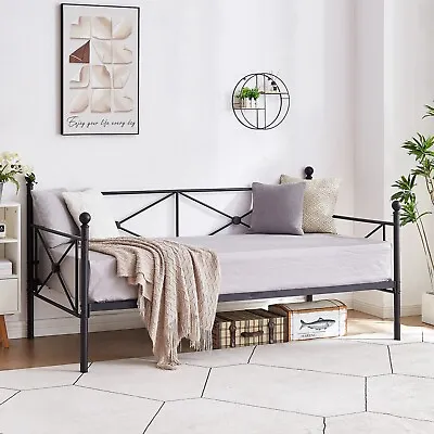 Daybed Twin Size Bed Frame Sofa Platform Metal Slats Support W/Headboard • $109.46